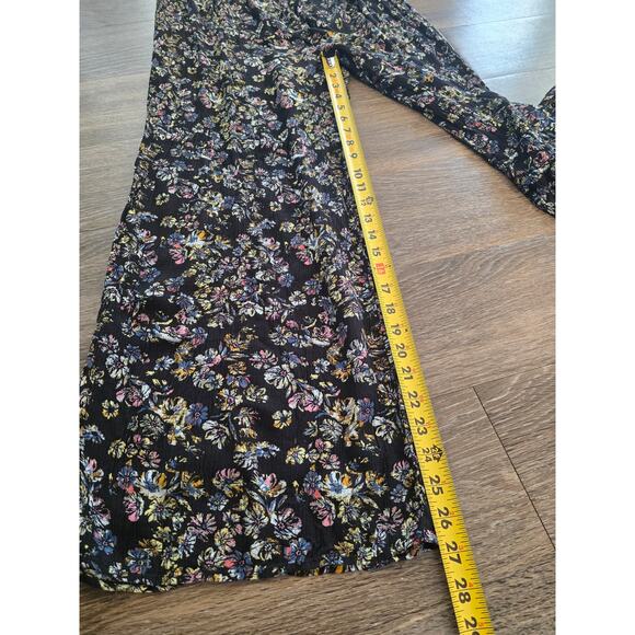 Muad Boho Floral Jumpsuit Black Yellow Patchwork Smocked Waist Size XL Fall - Picture 7 of 8